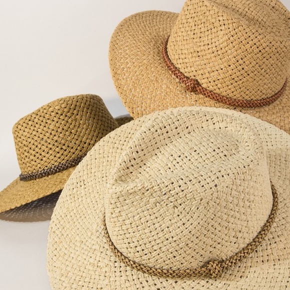 SOLD OUT Cappuccino Wider Brim Woven Braid Accent Panama Women's Summer Hat - Picture 3 of 4